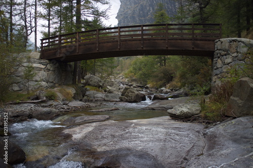 Ponte in legno su un torrente