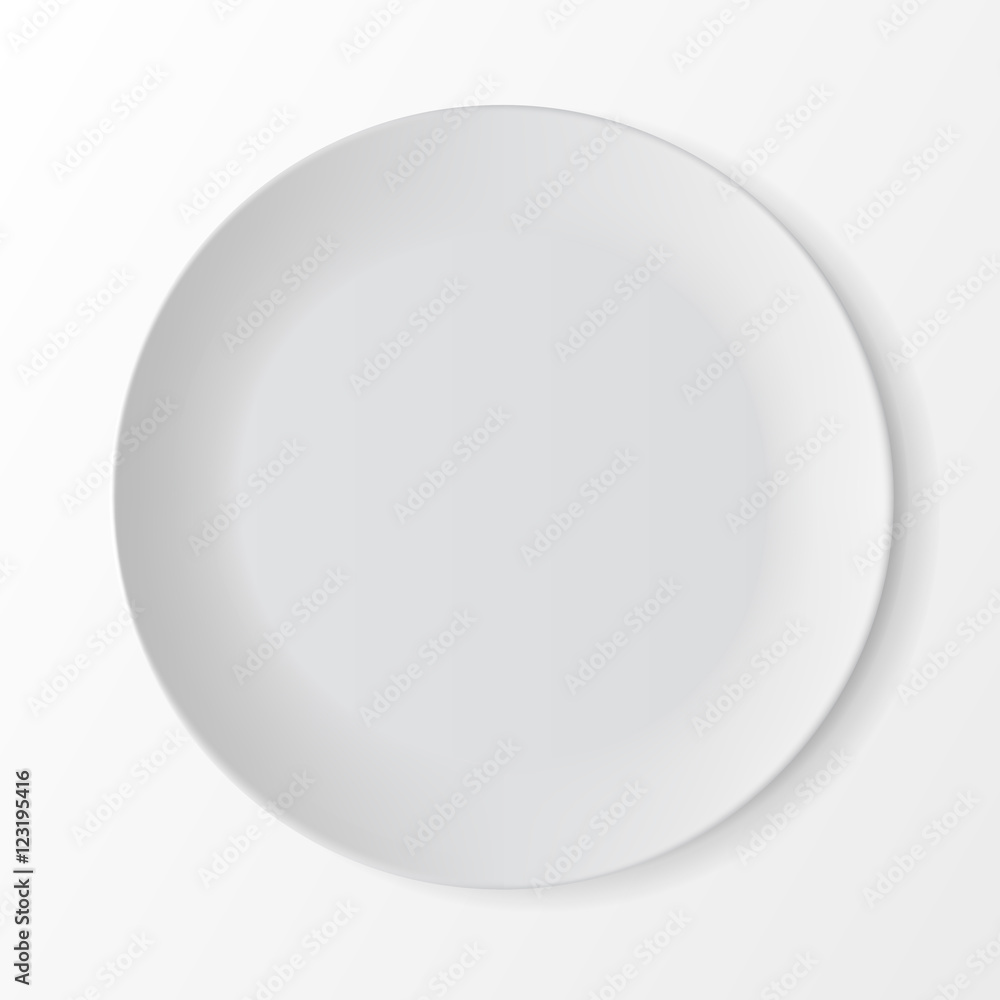 White Empty Round Plate Isolated on Background. Table Setting White Empty Round Plate Isolated on Background. Table Setting