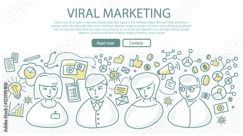 Viral Marketing Banner in Linear Style. Vector