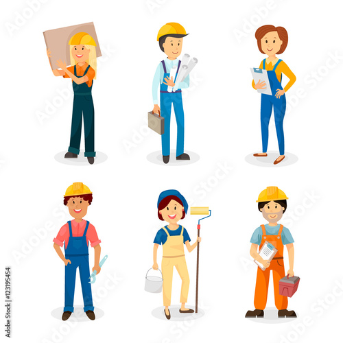 laborer, painter , engineer , builder, porter , profession , vector graphics