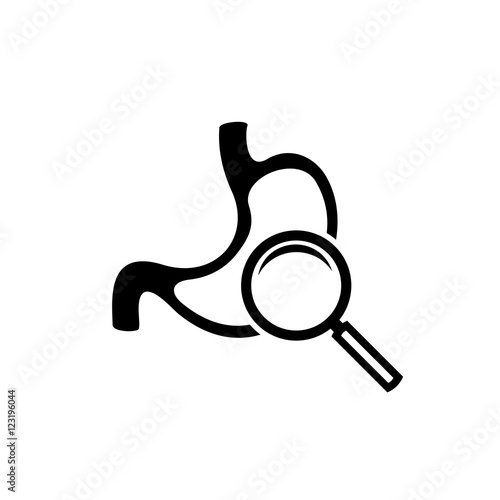 Stomach inspection black icon. Stomach research logo.