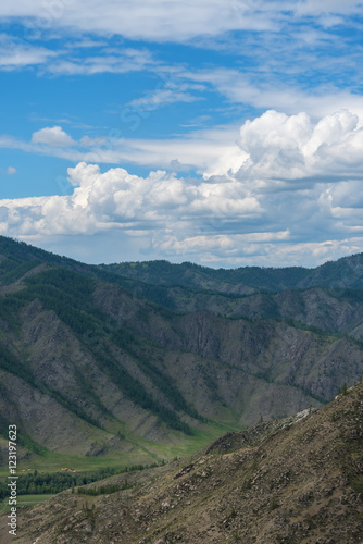 mountain valley forest sky