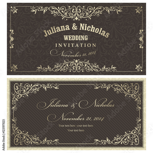 Set of 2 Wedding Invitation card Baroque