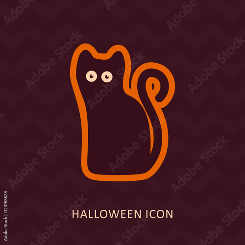 Halloween, black cat vector silhouette icon