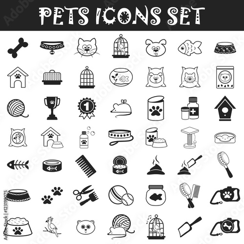 pets icons set