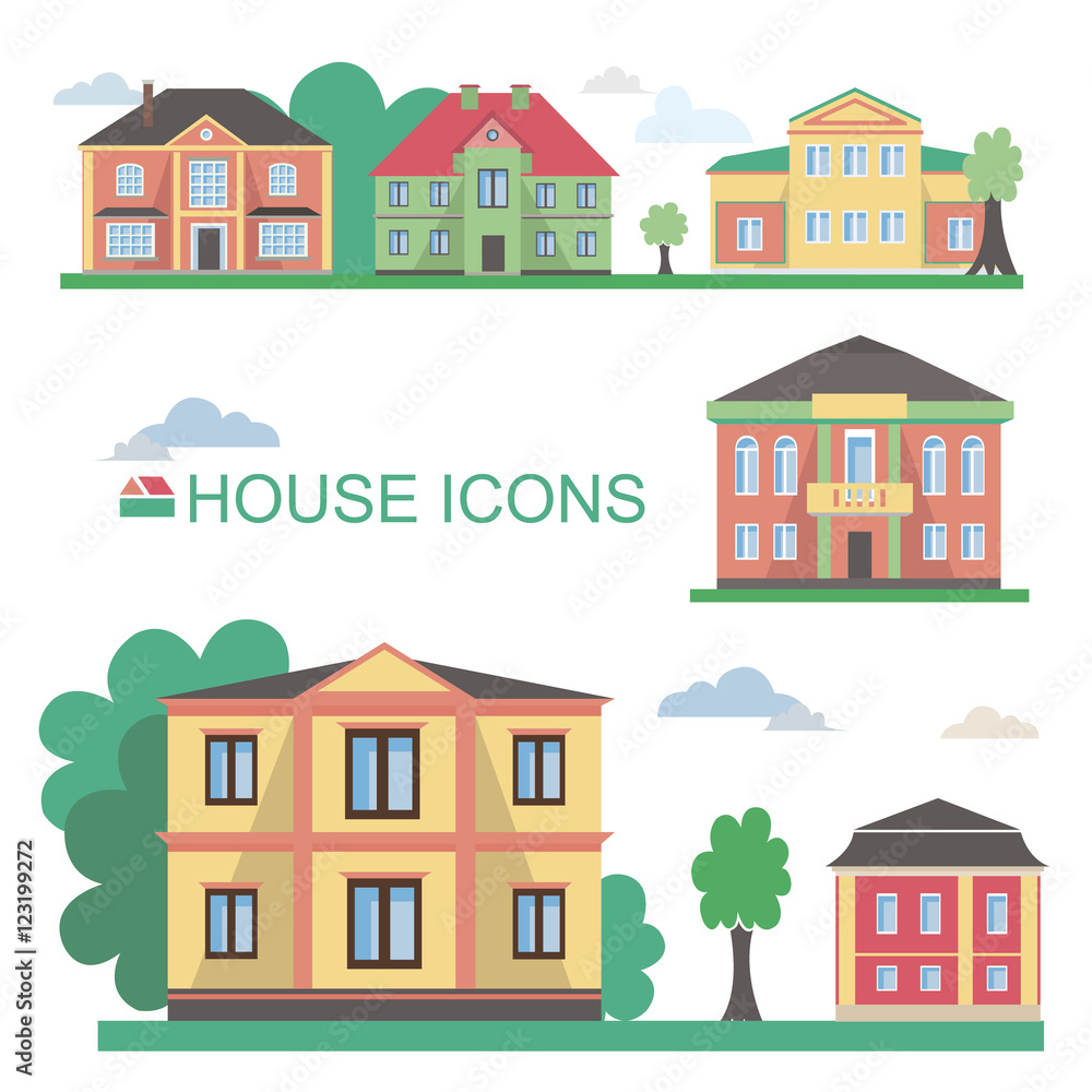 house icons, vector graphics