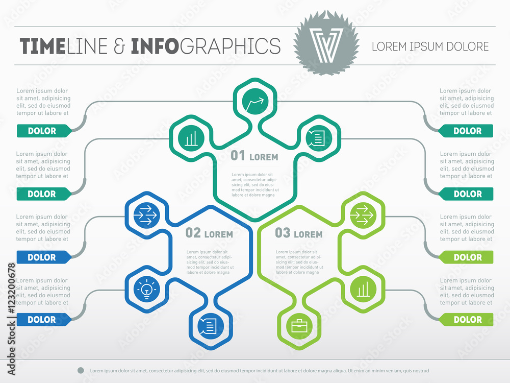 Fototapeta premium Part of the report with logo and icons set. Vector infographic o