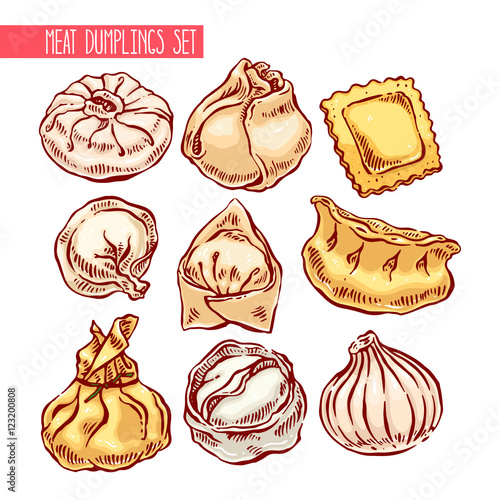 set of different dumplings
