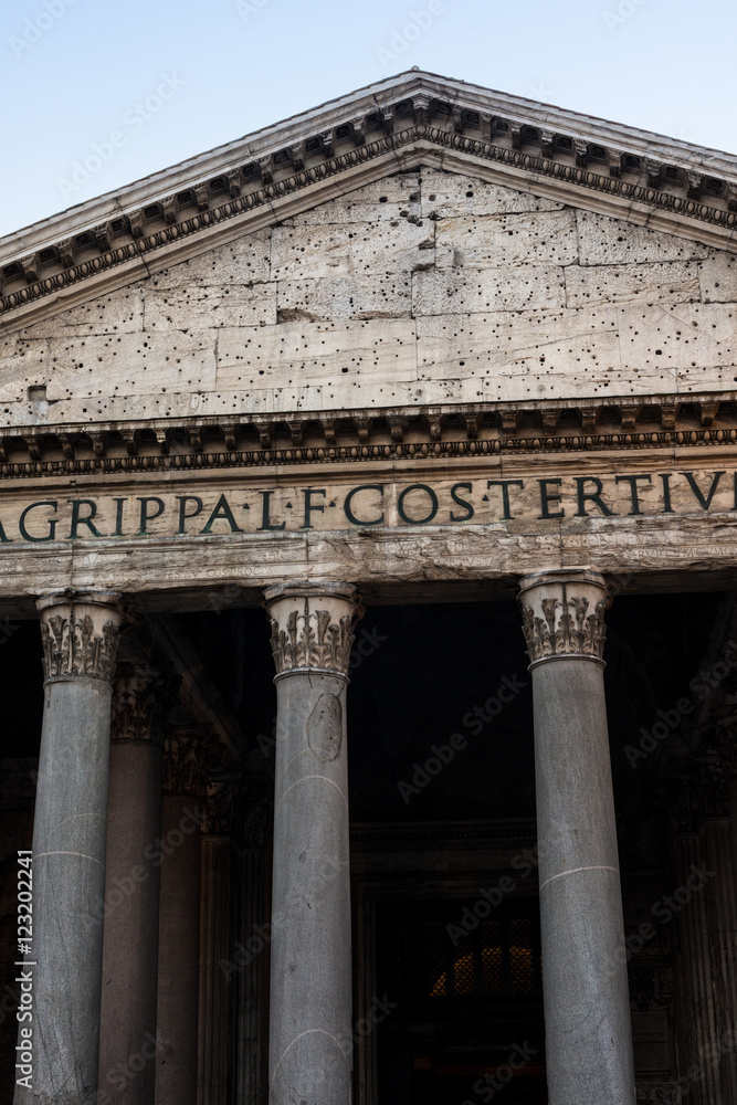Close up of Pantheon in Rome, Italy