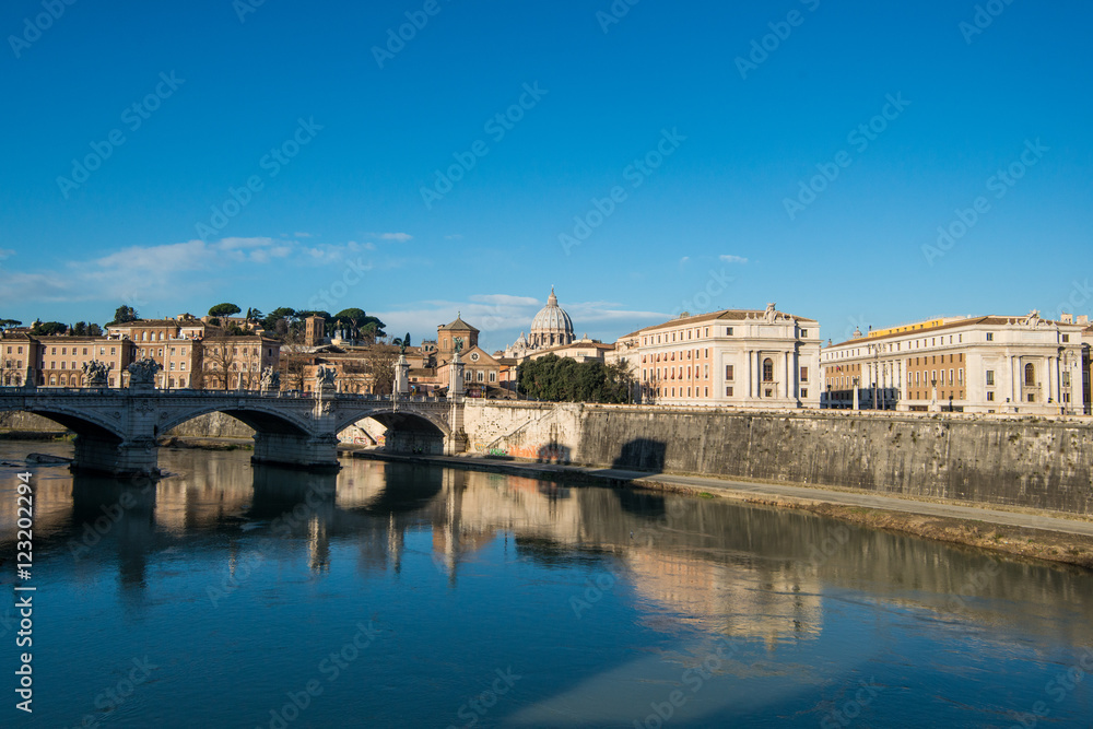 View of the Tiber river and the Vatican in Rome