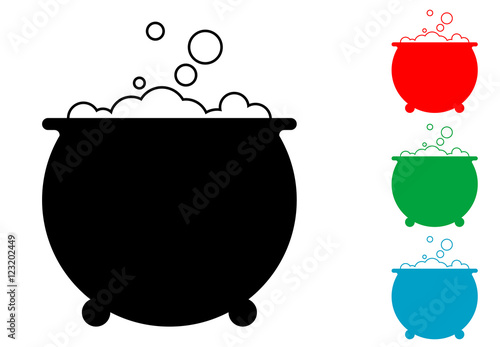  Icono plano caldero de brujas en varios colores