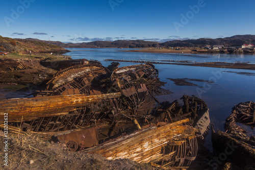 ships graveyard/ ship graveyard in the village of Teriberka, Murmansk region, Russia