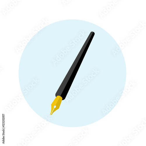 Icono plano pluma entera color en circulo azul