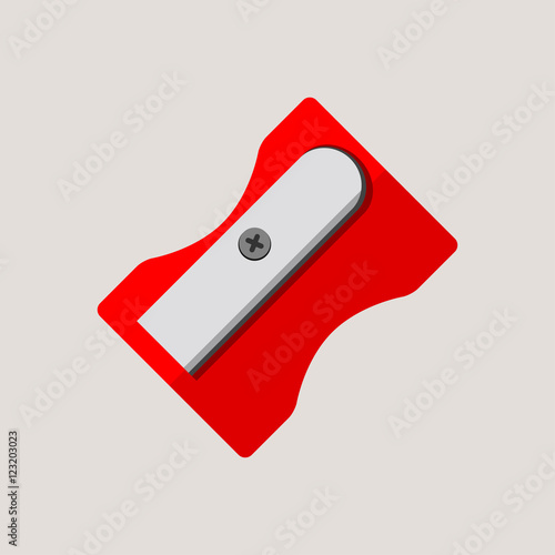 Icono plano sacapuntas rojo en fondo gris