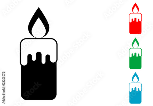 Icono plano vela encendida en varios colores