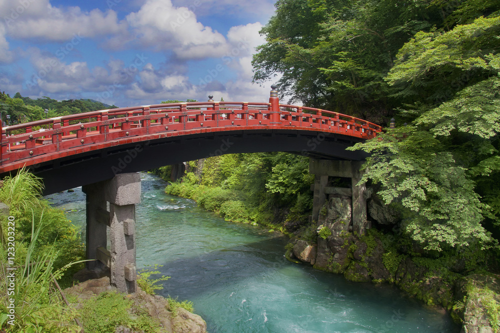 Red japanese bridge