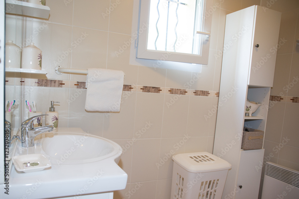 Modern bathroom with white ceramic appliances Modern bathroom with white ceramic appliances