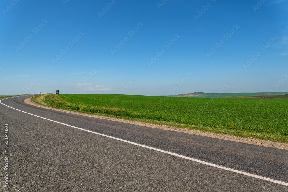 road fields mountains asphalt