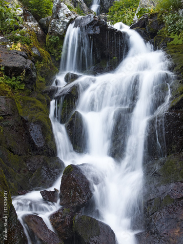 Waterfall in the Karakolsky lakes area. Altai Republic  Russia