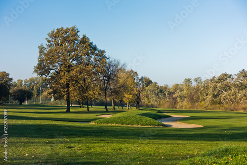 Detail from a golf course at autumn sunny day in Belgrade, Serbia
