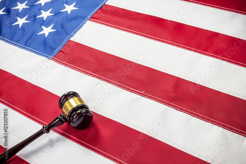 Gavel on the flag of US