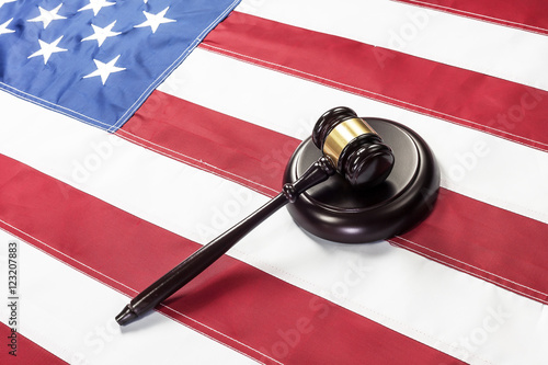 Gavel on the flag of US