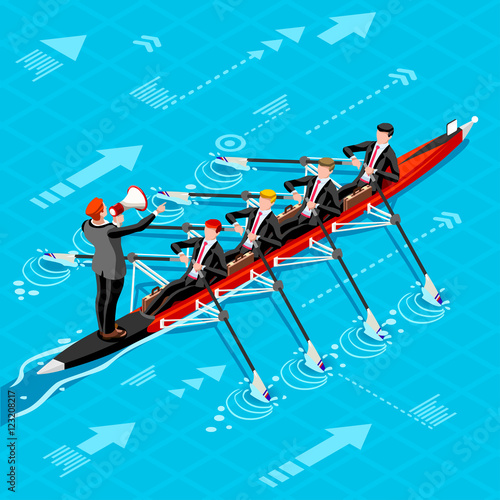 Business concept infographic vector design. Businessperson 3D character flat ambitious man. Career ambition changing role winning Startup group training goal setting and team management illustration