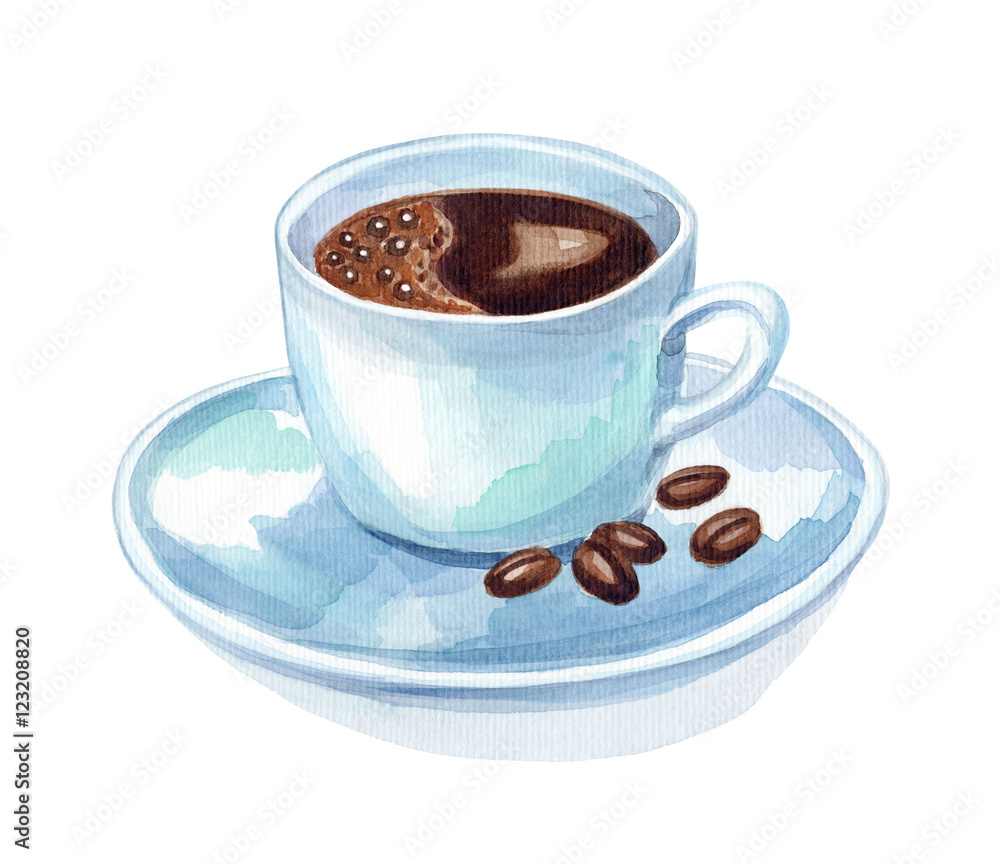Fototapeta premium watercolor hand draw cup of coffee