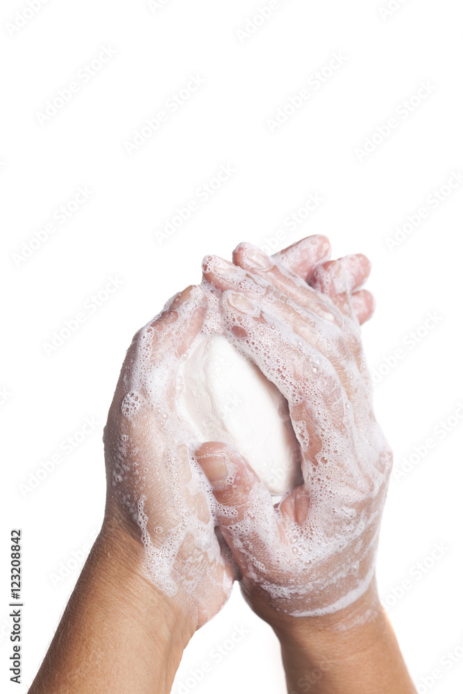 Washing hands isolated on white Washing hands isolated on white