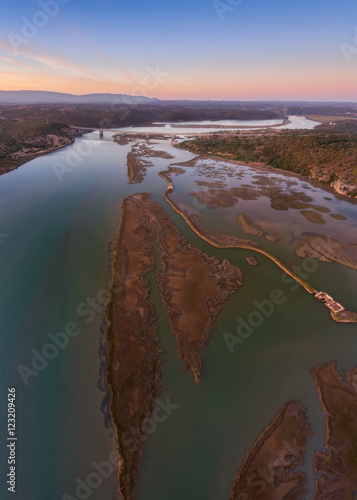 Vertical panorama of the river Arade. photo