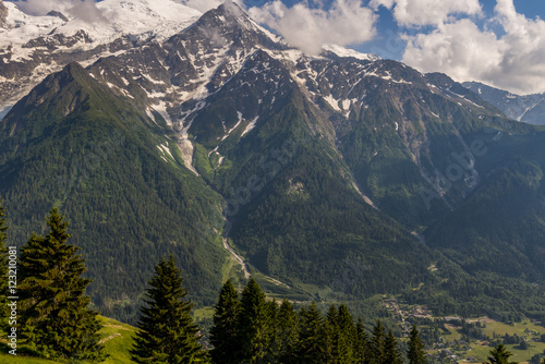 Le massif du Mont-blanc vu depuis le parc Merlet