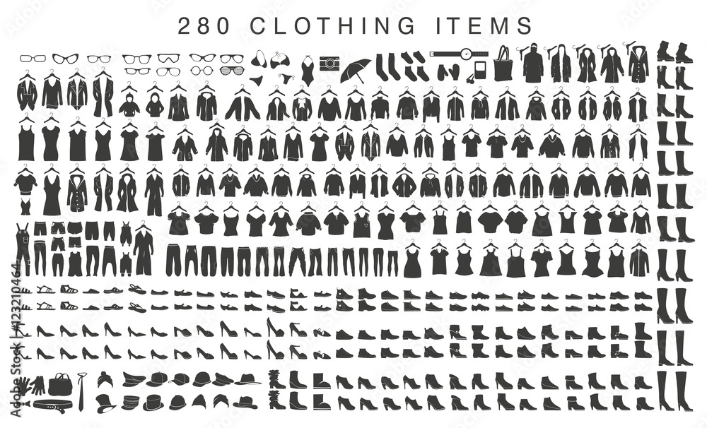 isolated silhouettes of men and women clothing - obrazy, fototapety, plakaty 