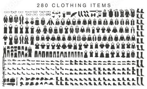 isolated silhouettes of men and women clothing photo