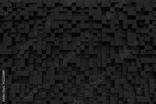 black small box cube random background pixel pandom 3d rendering