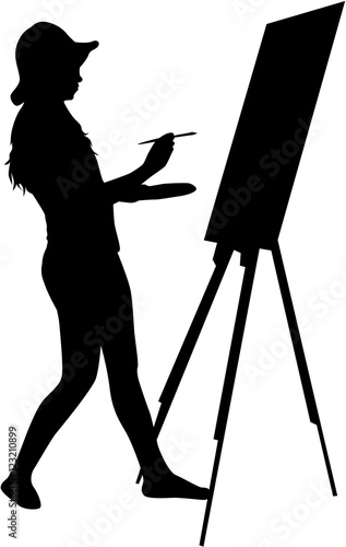 Artist painted the picture on an easel.