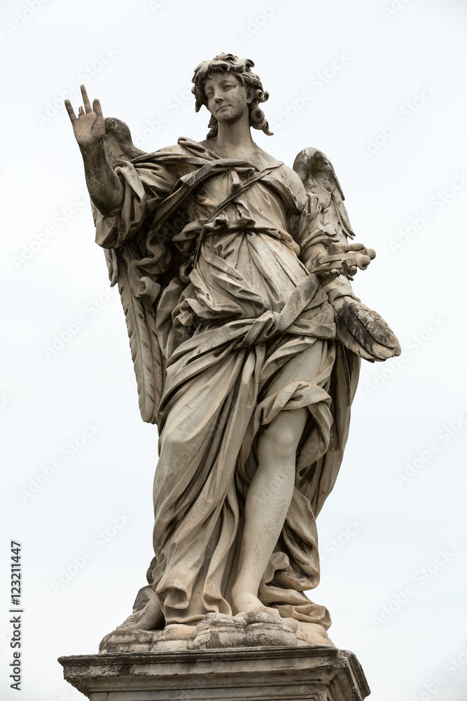 Marble statue of angel from the Sant'Angelo Bridge in Rome, Italy, designed by Bernini