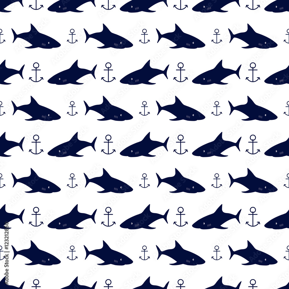 Fototapeta premium Nautical seamless background, vector illustration.