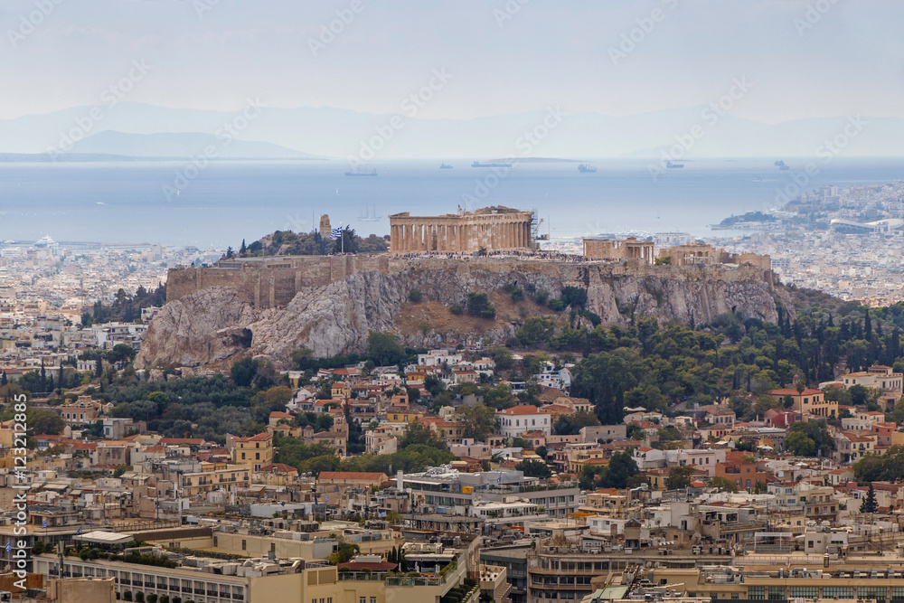 sight of the Acropolis of the Athens from the Lofos Likavitou hi