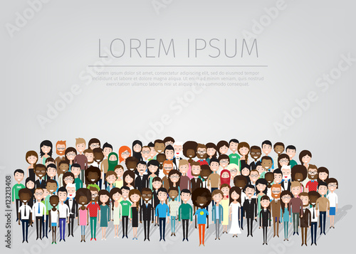 large group of different people. vector background