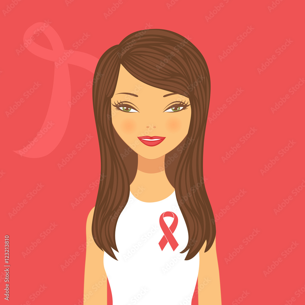 Illustration of beautiful breast cancer awareness woman Illustration of beautiful breast cancer awareness woman