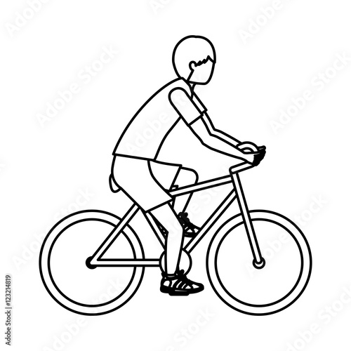 Boy riding bike icon. Sport hobby and training theme. Isolated design. Vector illustration