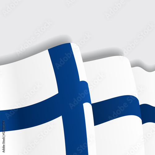 Finnish waving Flag. Vector illustration.