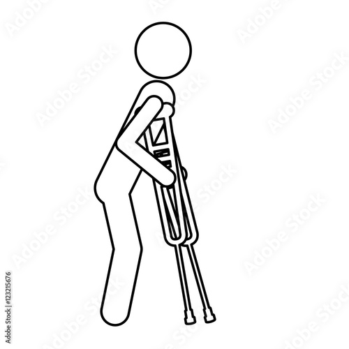 Crutch icon. Disabled people medical and health care theme. Isolated design. Vector illustration