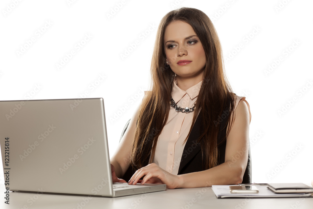 beautiful business woman working on a laptop beautiful business woman working on a laptop