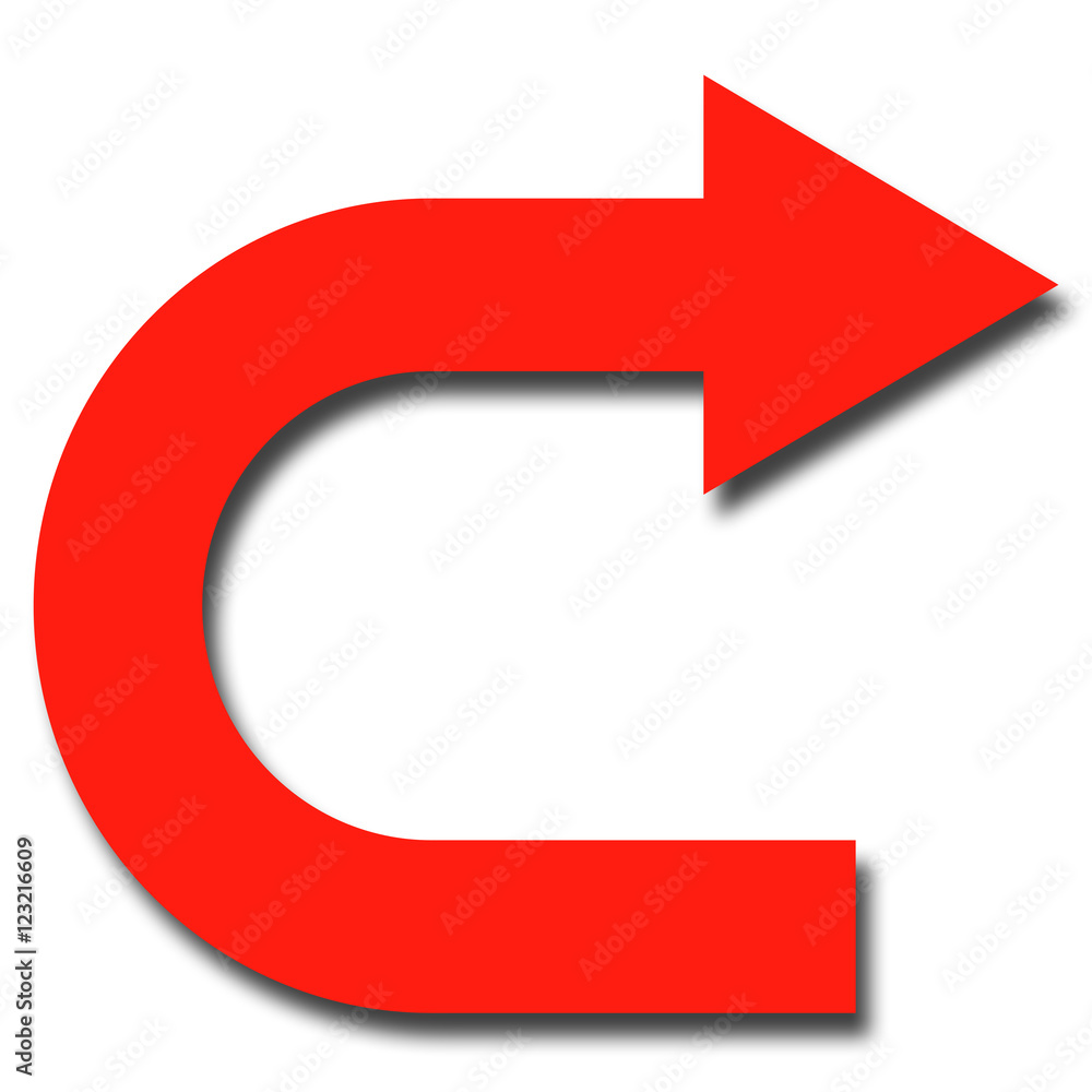 左から右に曲がる矢印のイラスト 赤 Stock Illustration Adobe Stock
