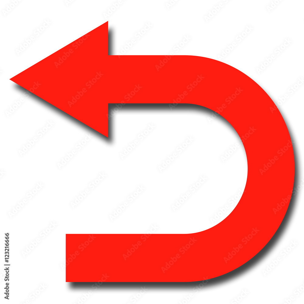 右から左に曲がる矢印のイラスト 赤 Stock イラスト Adobe Stock
