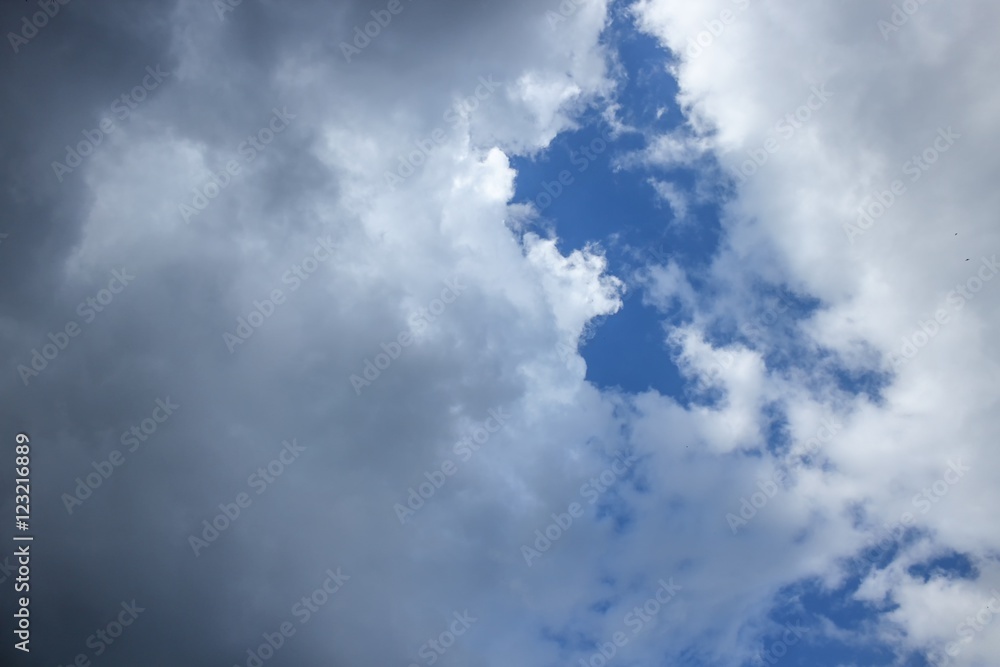 Obraz premium blue sky with white cloud and raincloud. 