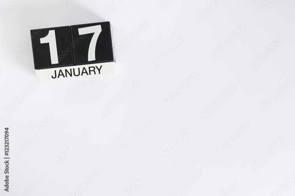 Obraz premium January 17th. Day 17 of month, calendar on white background. Winter time. Empty space for text