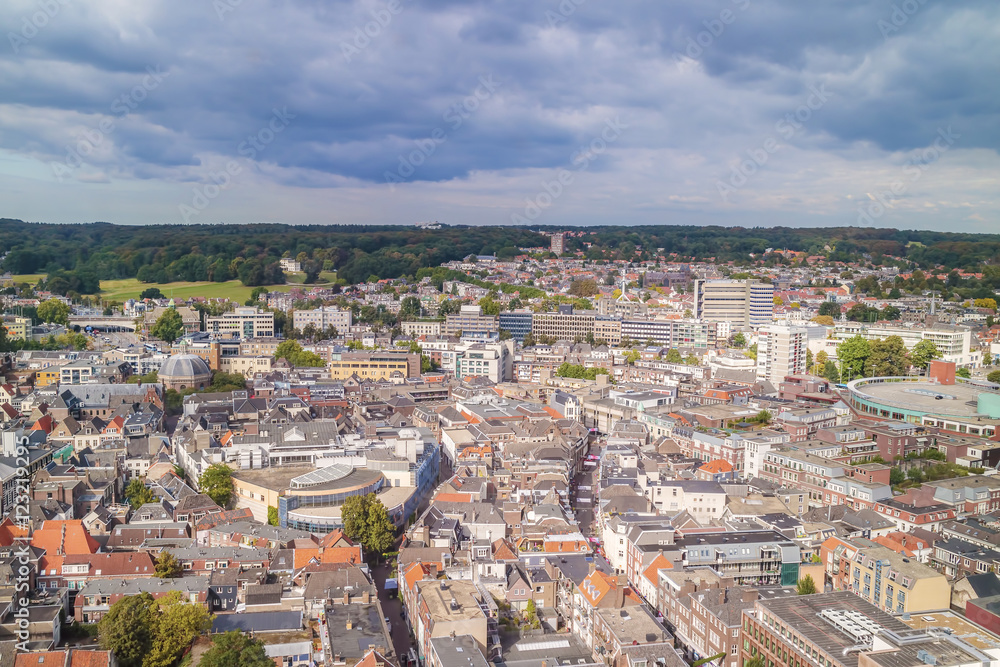 Aerial view of the Dutch city Arnhem in the province of Gelderla