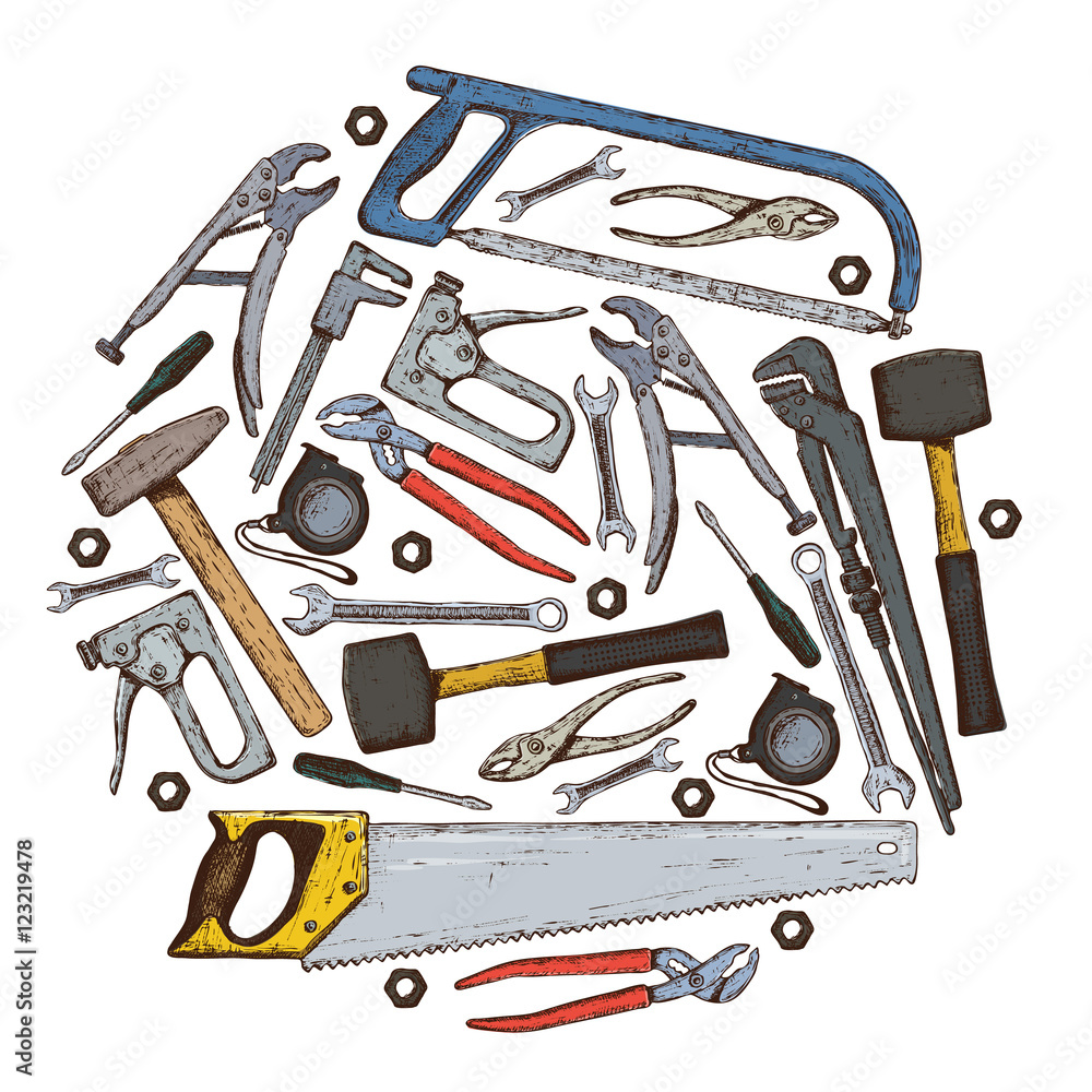 Set of repair tools icons Set of repair tools icons
